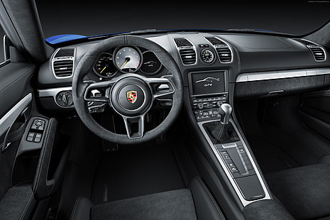 recension, lyxbilar, interiör, provkörning, Porsche Cayman GT4, bästa bilar 2015, sportbil, HD tapet HD wallpaper