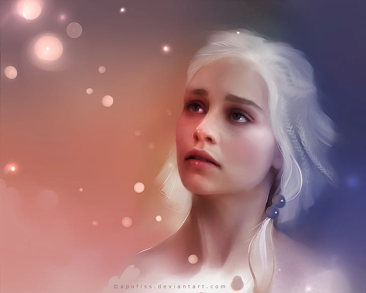 Game of Thrones Gambar Wajah Pirang Daenerys HD, digital / karya seni, menggambar, permainan, wajah, pirang, singgasana, daenerys, Wallpaper HD