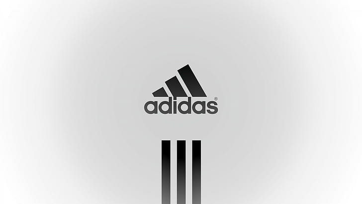 Adidas ، الرياضة ، الشعار ، العلامة التجارية ، بساطتها ، خلفية بيضاء، خلفية HD