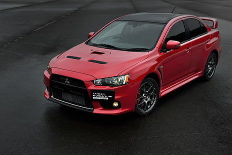röd Mitsubishi sedan, Mitsubishi, Lancer, Evo, Evolution X, 2015, HD tapet HD wallpaper