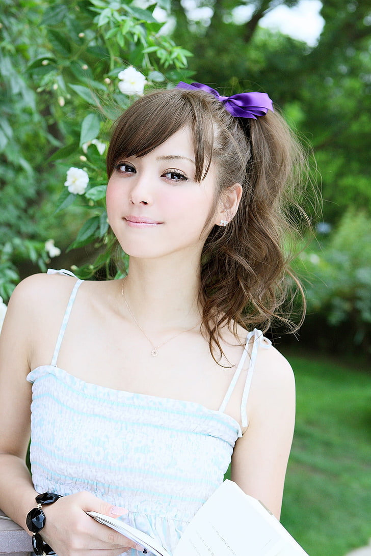 camisa branca de mangas compridas feminina, modelo, asiática, Sasaki Nozomi, HD papel de parede, papel de parede de celular