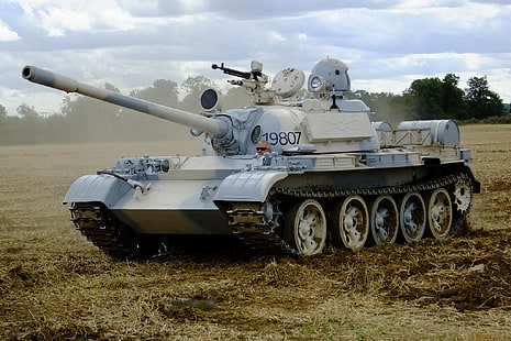 бежов и сив военен танк, танк, съветски, среден, Т-55, HD тапет HD wallpaper