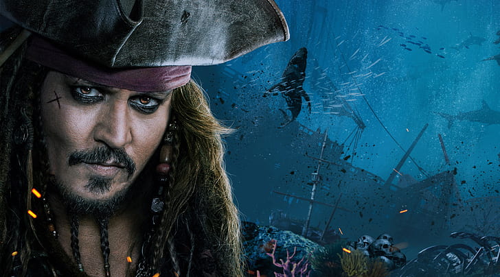 Captain Jack Sparrow, 4K, Pirates of the Caribbean: Dead Men Tell No Tales, Johnny Depp, วอลล์เปเปอร์ HD