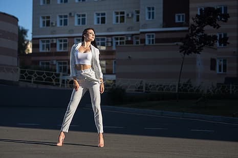 strada, casa, ragazza, pantaloni, Dmitry Sn, Kristina Romanova, Dmitry Shulgin, Sfondo HD HD wallpaper