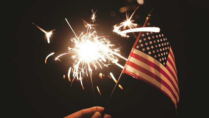 عطلة ، 4 يوليو ، العلم الأمريكي ، الألعاب النارية ، عيد الاستقلال، خلفية HD