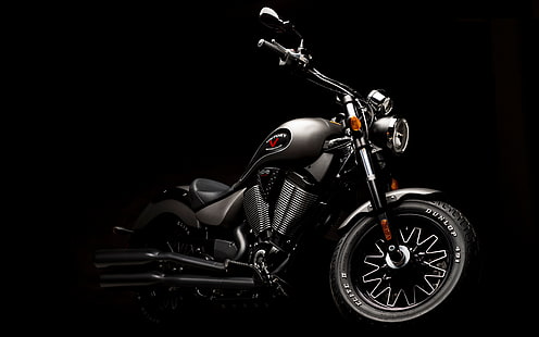 Victory Gunner Motorcycle 2015, moto cruiser noir et gris, Motos, Victory, 2015, Fond d'écran HD HD wallpaper