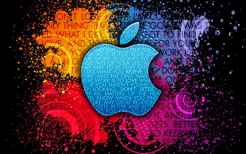 papel de parede colorido do logotipo da Apple, tipografia, Apple Inc., respingos de tinta, colorido, HD papel de parede HD wallpaper