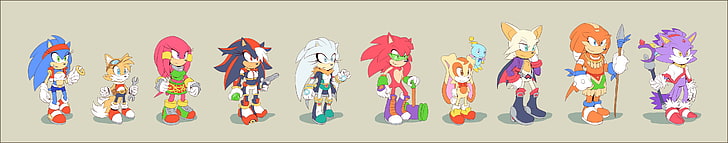 Sonic, Sonic the Hedgehog, Tails (character), genderswap, Shadow the Hedgehog, Knuckles, HD wallpaper