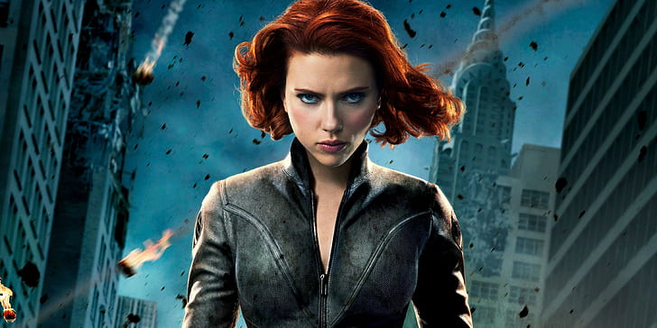 Scarlett Johansson, Kara Dul, Marvel Comics, Yenilmezler, önden görünüm, HD masaüstü duvar kağıdı