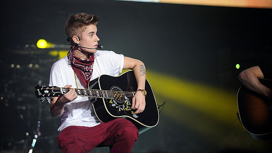 Justin Bieber, Penyanyi, Gitar, Pertunjukan, justin bieber, penyanyi, gitar, pertunjukan, Wallpaper HD HD wallpaper
