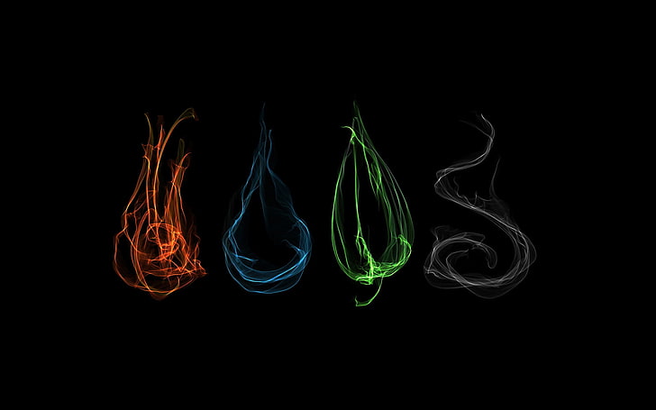 four elements, simple background, abstract, HD wallpaper