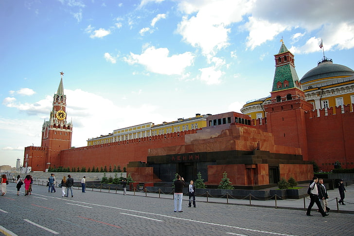 röd betongvägg, Moskva, Röda torget, mausoleum, HD tapet