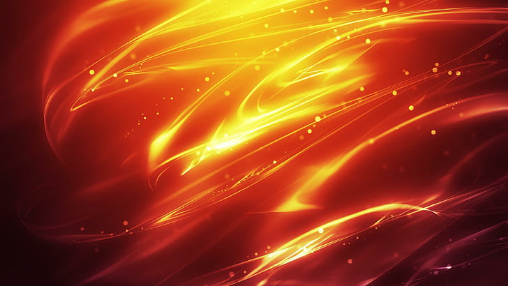 Abstrakt Flamme, grafik refleksi api kuning, api, oranye, kuning, panas, Wallpaper HD