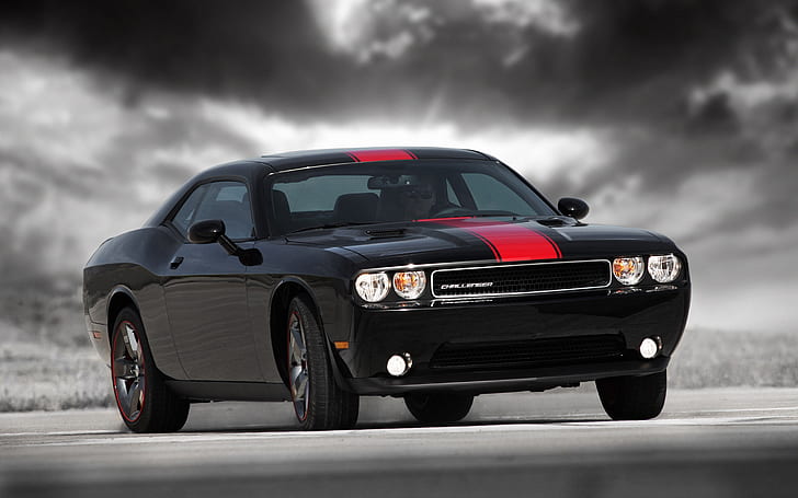 Dodge Challenger Rallye Redline, черен chevrolet camaro, Dodge Challenger, мускулна кола, HD тапет