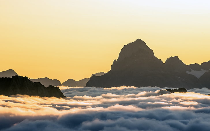 sea of clouds, mountains, sky, clouds, HD wallpaper