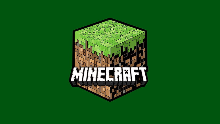 Minecraft-logotyp, Minecraft, kub, minimalism, videospel, enkel bakgrund, HD tapet