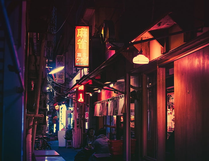 Masashi Wakui, Japão, noite, rua, HD papel de parede