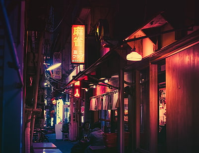 Masashi Wakui, Giappone, notte, strada, Sfondo HD HD wallpaper