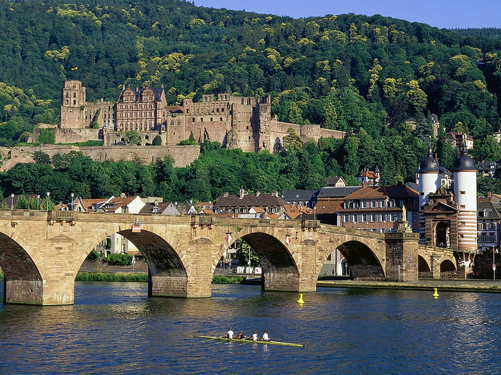 Heidelberg, Alemanha, castelo, cidade, paisagem urbana, prédio antigo, HD papel de parede
