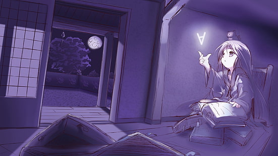 жена четеща книга аниме тапет, аниме, квантор, аниме момичета, HD тапет HD wallpaper