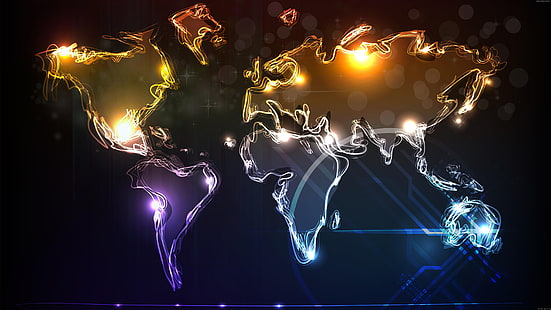 Carta da parati digitale con mappa multicolore, mappa del mondo, Sfondo HD HD wallpaper