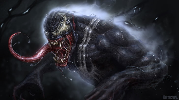 Obra de arte, Venom, Eddie Brock, Marvel Comics, Fondo de pantalla HD