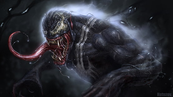 Obra de arte, Venom, Eddie Brock, Marvel Comics, Fondo de pantalla HD HD wallpaper