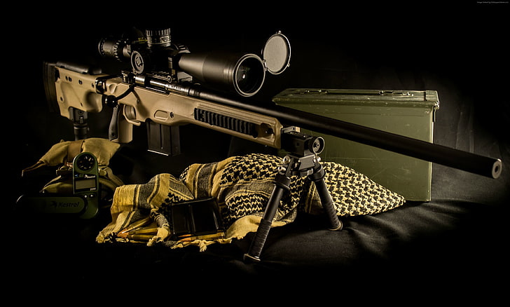 AE MKIII, ammunition, Accuracy International, Tross, Dark Earth, rifle, L96A1, .308, sniper, scope, Win, HD wallpaper