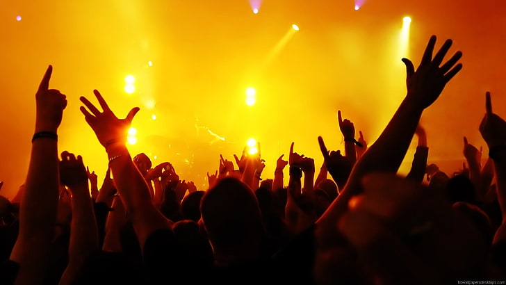 silhouette of people, concerts, music, crowds, HD wallpaper