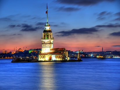 Istanbul, deniz feneri, Türkiye, defne, HD masaüstü duvar kağıdı HD wallpaper