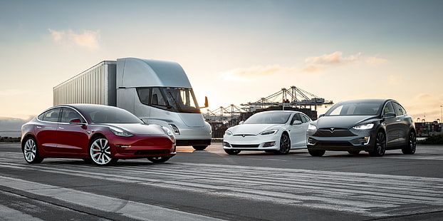 Tesla, Modello S, Modello X, Modello 3, Auto elettrica, Semi, Famiglia Tesla, Sfondo HD HD wallpaper