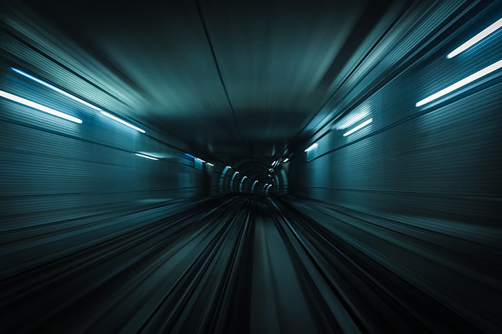 movement, metro, rails, train, speed, blur, the tunnel, underground, subway, HD wallpaper