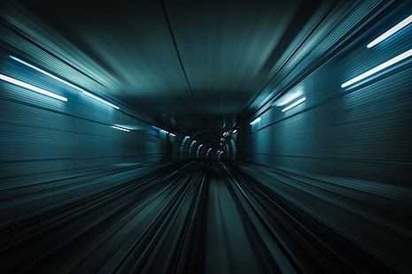 mouvement, métro, rails, train, vitesse, flou, tunnel, souterrain, métro, Fond d'écran HD HD wallpaper