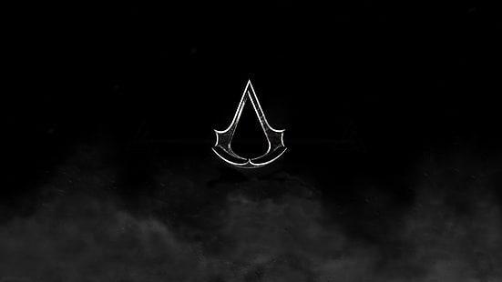 Logo di Assassin's Creed, credo di assassini, simbolo di assassini, sfondo, grafica, fumo, Sfondo HD HD wallpaper