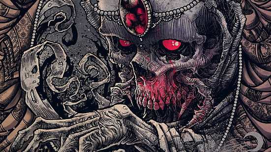 gray and red skull digital wallpaper, fan art, skull, creepy, dark, Carnifex, HD wallpaper HD wallpaper