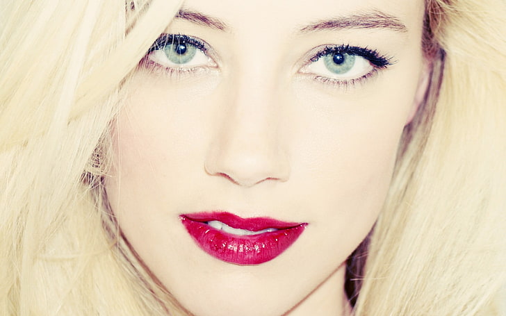 Amber Heard, face, makeup, actress, blonde, HD wallpaper