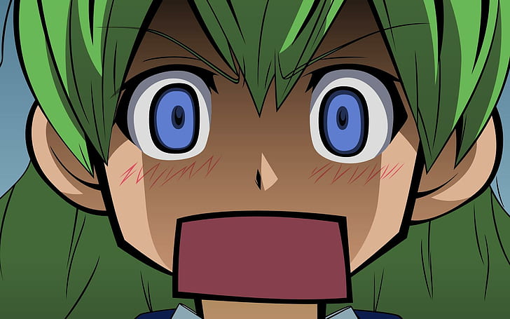 Screaming girl, green haired female anime character, anime, 1920x1200, woman, scream, HD wallpaper