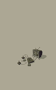 grå spelkonsol, Atari, konsoler, videospel, retrospel, minimalism, porträttvisning, HD tapet HD wallpaper