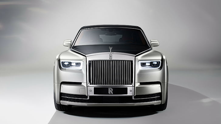 grey Rolls Royce Mobil mewah, Rolls-Royce Phantom, mobil 2017, 4k, Wallpaper HD