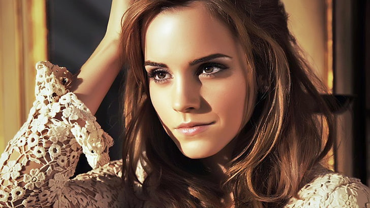 Emma Watson, Emma Watson, brunette, actress, face, HD wallpaper