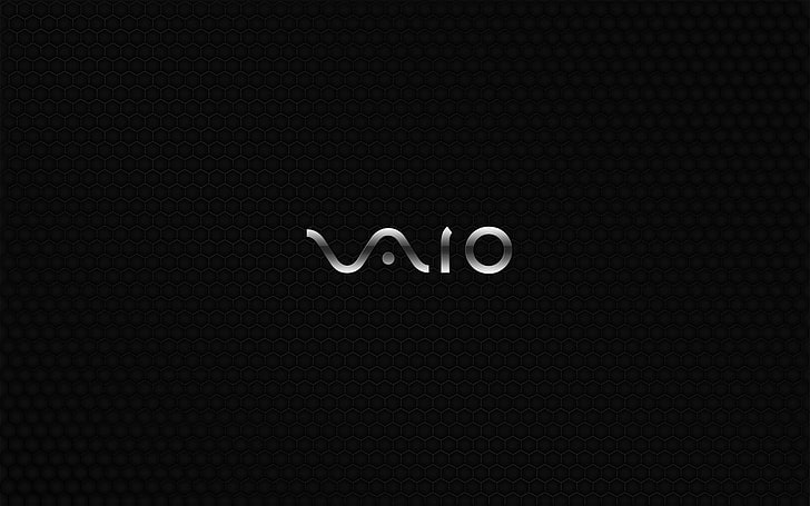 Sony Vaio logo, mesh, black, logo, cell, vaio, HD wallpaper