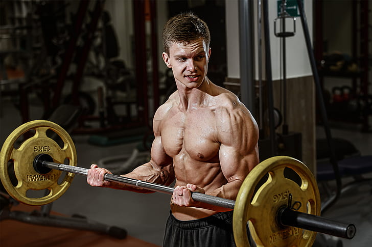 muscles, strength, training, weightlifter, HD wallpaper