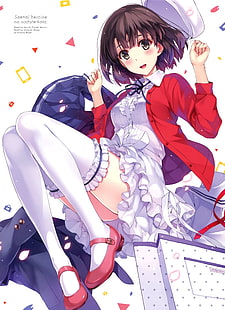Saenai Heroine no Sodatekata, anime girls, Katou Megumi, thigh-highs, HD wallpaper HD wallpaper