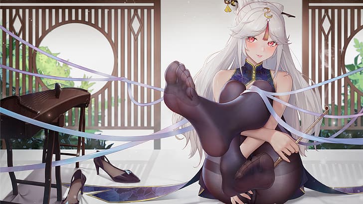 Anime Mädchen, Strümpfe, Füße, Strumpfhosen, HD-Hintergrundbild
