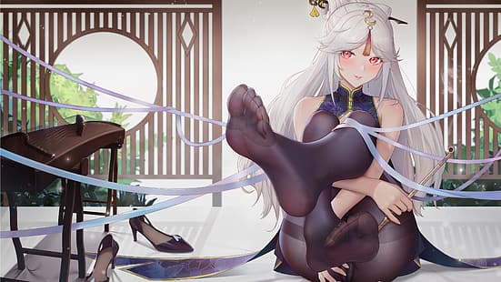 Anime Mädchen, Strümpfe, Füße, Strumpfhosen, HD-Hintergrundbild HD wallpaper