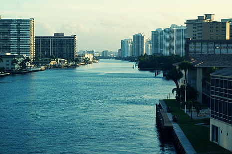 Vice-cidade de Miami, Miami, Flórida, noite, água, arranha-céus, vice-cidade, s, HD papel de parede HD wallpaper