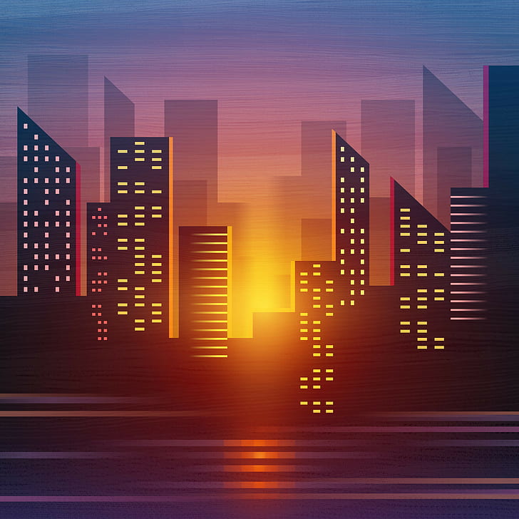 City Vector Illustration Art, HD wallpaper