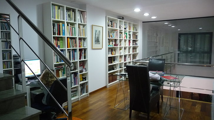 estanteria, intérieur, libros, oficina, Fond d'écran HD