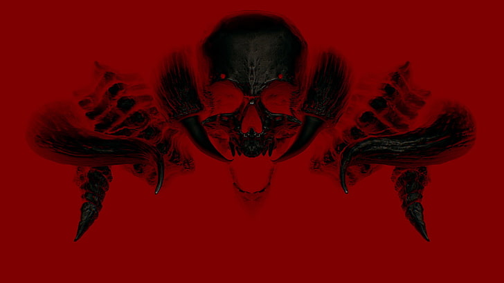 ilustracja czaszki potwora, sztylety diabła, gry wideo, czaszka, Tapety HD