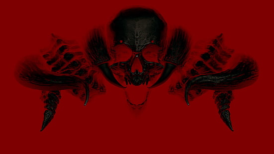 ilustracja czaszki potwora, sztylety diabła, gry wideo, czaszka, Tapety HD HD wallpaper